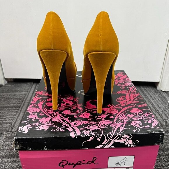Qupid Penelope 47 Yellow Suede Ruched Platform Pumps. sz 6.5 - Picture 10 of 11